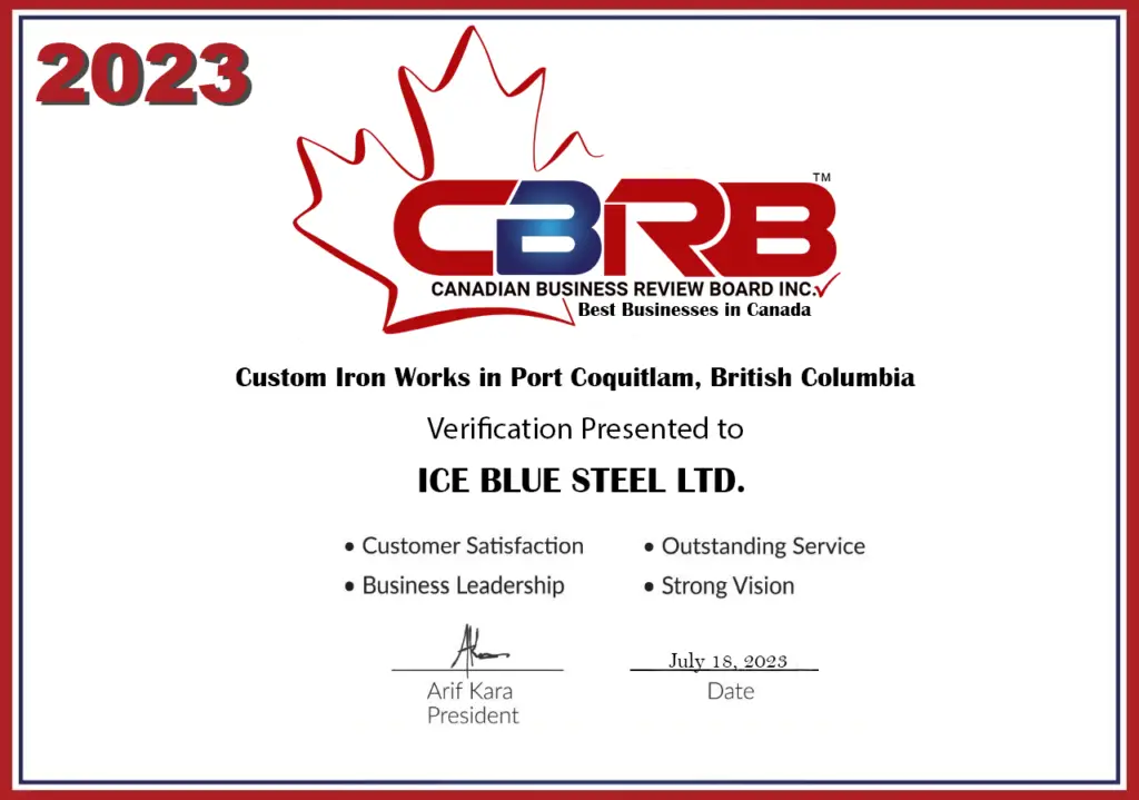 CBRB Certificate 2023 to ICE BLUE STEEL LTD.