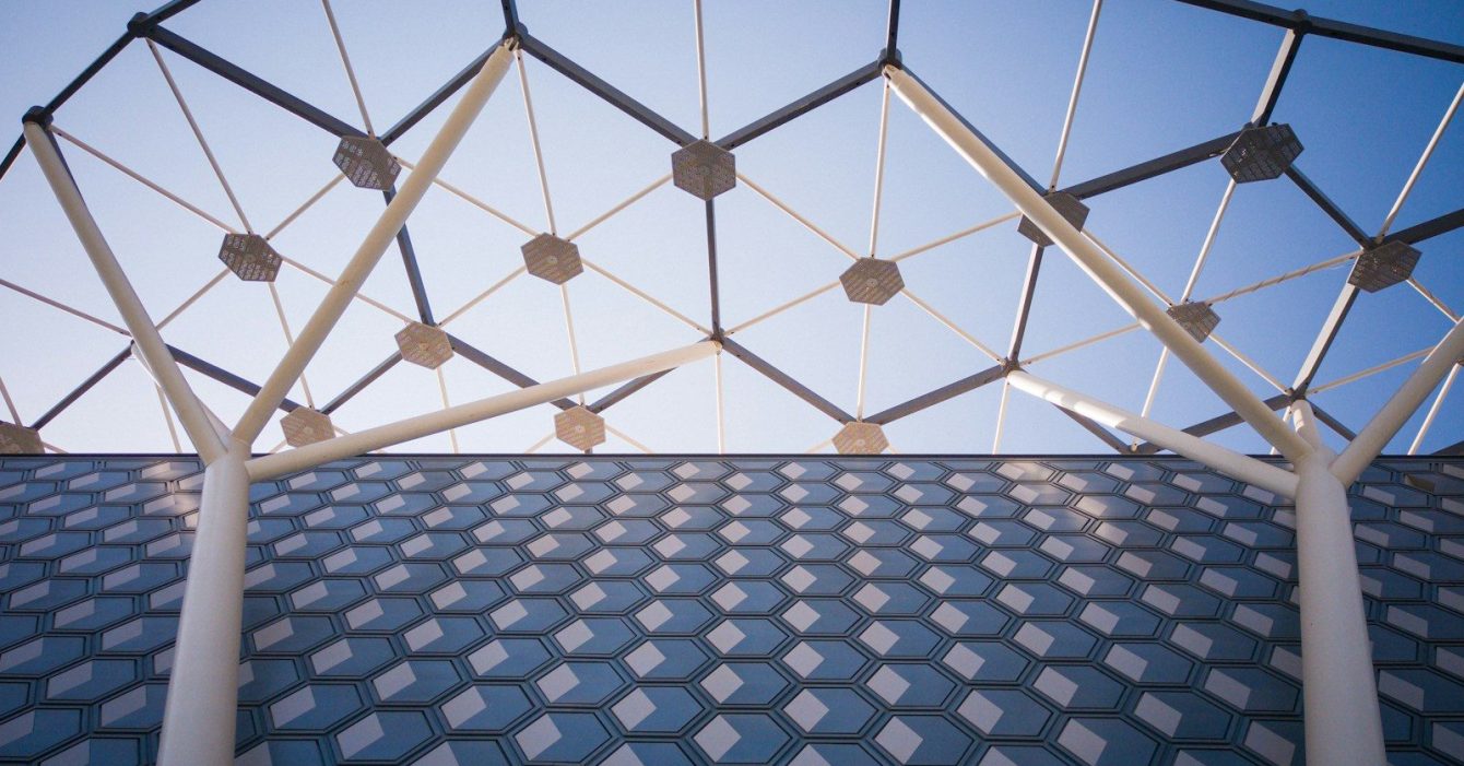 white metal frame glass roof